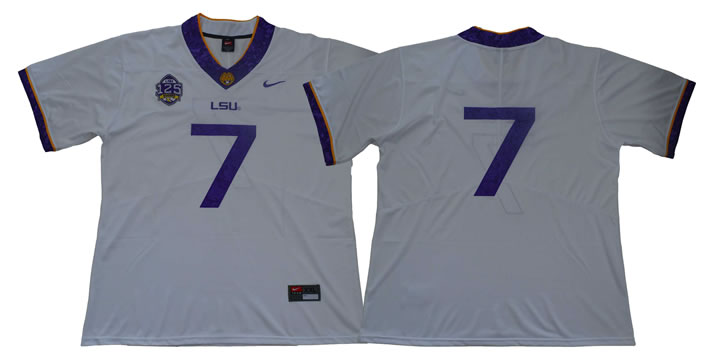 LSU Tigers 7 White 125 Sesons Nike College Football Jersey,We sell and wholesale LSU Tigers 7 White 125 Sesons Nike College Football Jersey on line form chian!